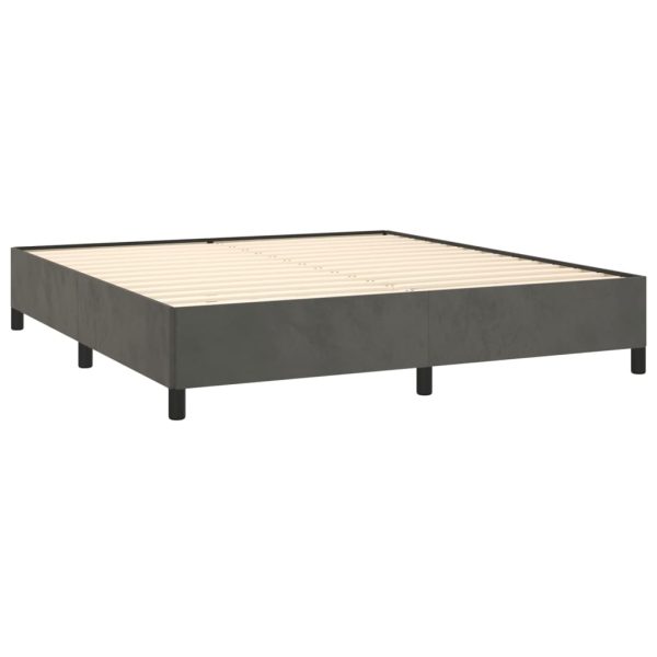 Pat box spring cu saltea, gri închis, 180×200 cm, catifea