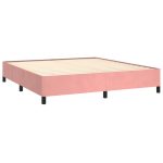 Pat box spring cu saltea, roz, 180×200 cm, catifea