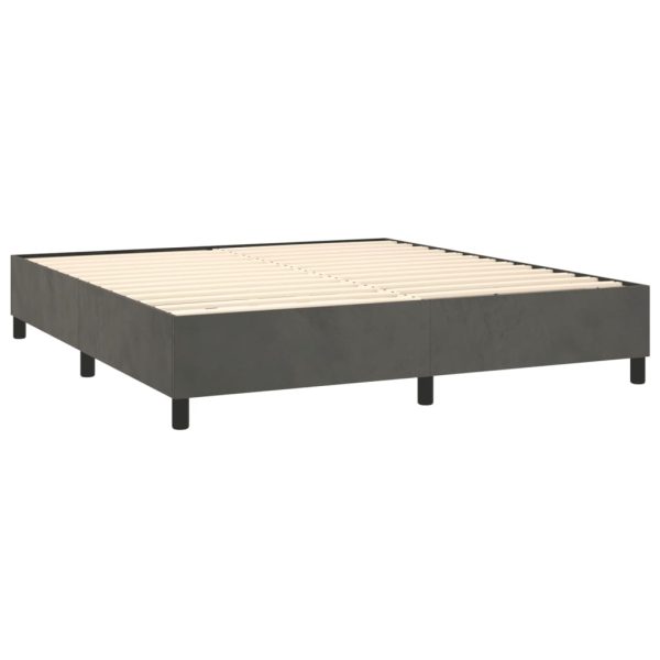 Pat box spring cu saltea, gri închis, 160×200 cm, catifea