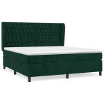 Pat box spring cu saltea, verde închis, 160×200 cm, catifea