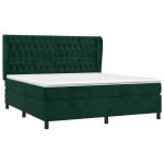 Pat box spring cu saltea, verde închis, 160×200 cm, catifea