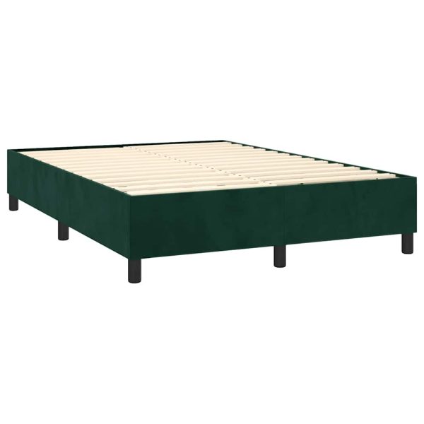 Pat box spring cu saltea, verde închis, 140×200 cm, catifea