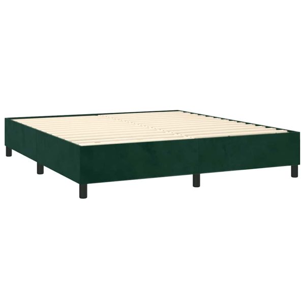 Pat box spring cu saltea, verde închis, 180×200 cm, catifea