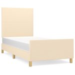 Cadru de pat fără saltea cremă 80×200 cm țesătură