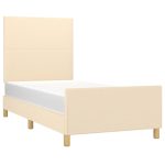 Cadru de pat fără saltea cremă 80×200 cm țesătură
