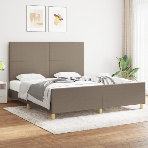 Cadru de pat fără saltea, gri taupe, 180×200 cm, textil