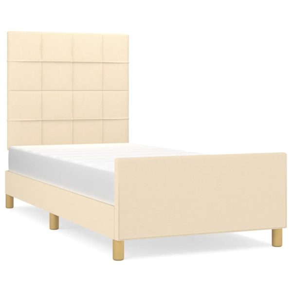 Cadru de pat fără saltea cremă 80×200 cm țesătură