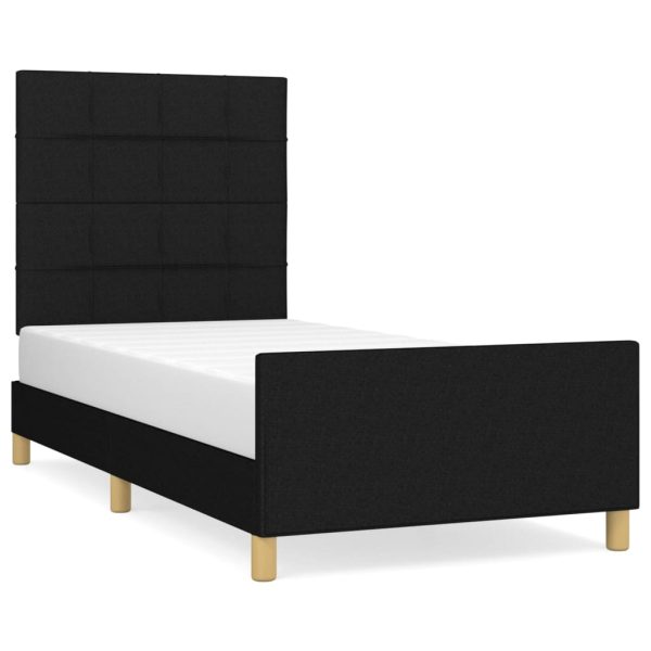 Cadru de pat fără saltea, negru, 100×200 cm, textil