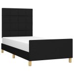 Cadru de pat fără saltea, negru, 100×200 cm, textil
