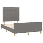 Cadru de pat fără saltea, gri închis, 120×200 cm, textil