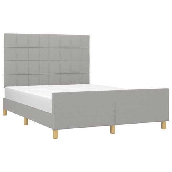 Cadru de pat fără saltea, gri deschis, 140×190 cm, textil