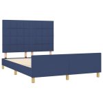 Cadru de pat fără saltea, albastru, 140×200 cm, textil