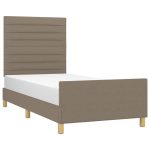 Cadru de pat fără saltea, gri taupe, 100×200 cm, textil