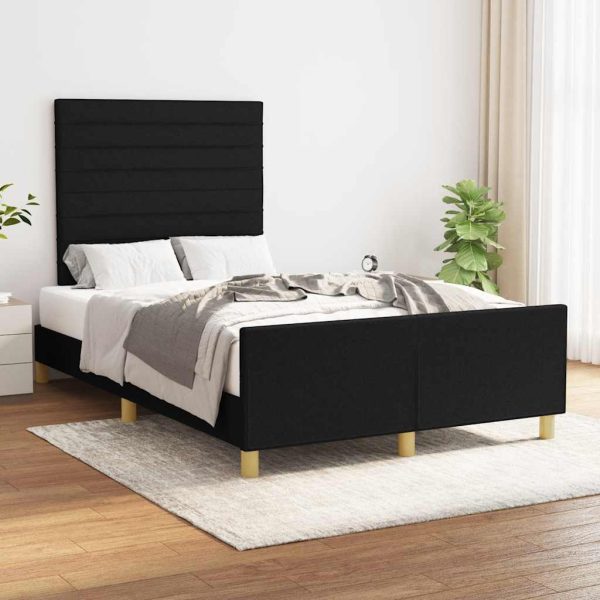Cadru de pat fără saltea, negru, 120×200 cm, textil