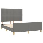 Cadru de pat fără saltea, gri închis, 140×200 cm, textil