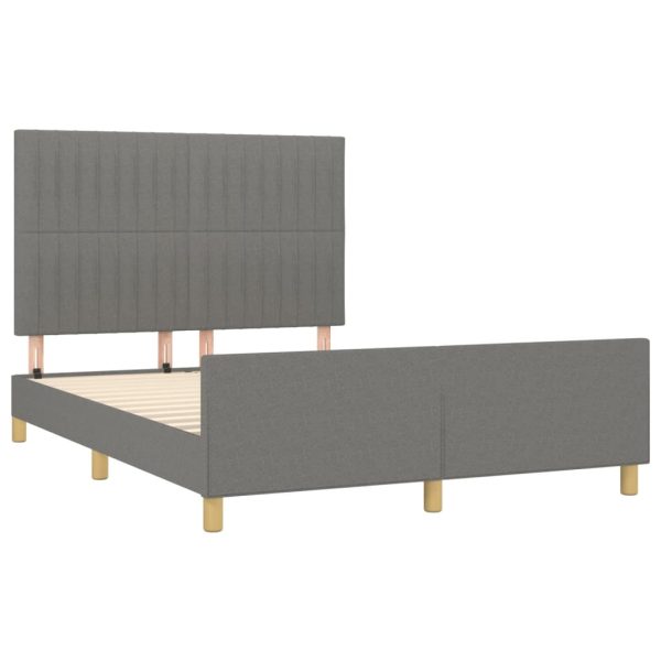 Cadru de pat fără saltea, gri închis, 140×200 cm, textil