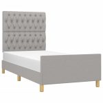 Cadru de pat fără saltea, gri deschis, 100×200 cm, textil