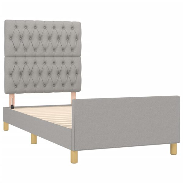 Cadru de pat fără saltea, gri deschis, 100×200 cm, textil