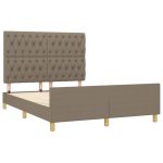 Cadru de pat fără saltea, gri taupe, 140×200 cm, textil