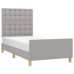 Cadru de pat cu tăblie, gri deschis, 80×200 cm, textil