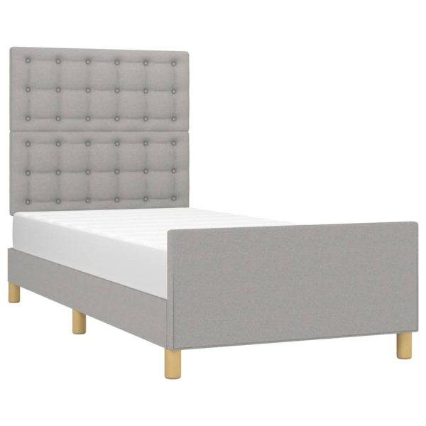 Cadru de pat cu tăblie, gri deschis, 80×200 cm, textil