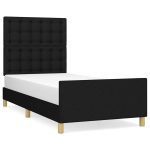 Cadru de pat fără saltea, negru, 100×200 cm, textil