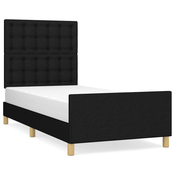 Cadru de pat fără saltea, negru, 100×200 cm, textil