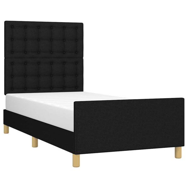 Cadru de pat fără saltea, negru, 100×200 cm, textil