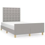 Cadru de pat fără saltea, gri deschis, 120×200 cm, textil