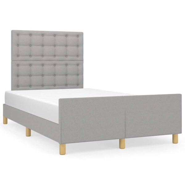 Cadru de pat fără saltea, gri deschis, 120×200 cm, textil