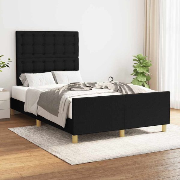 Cadru de pat fără saltea, negru, 120×200 cm, textil