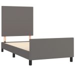 Cadru de pat cu tăblie, gri, 100×200 cm, piele ecologică
