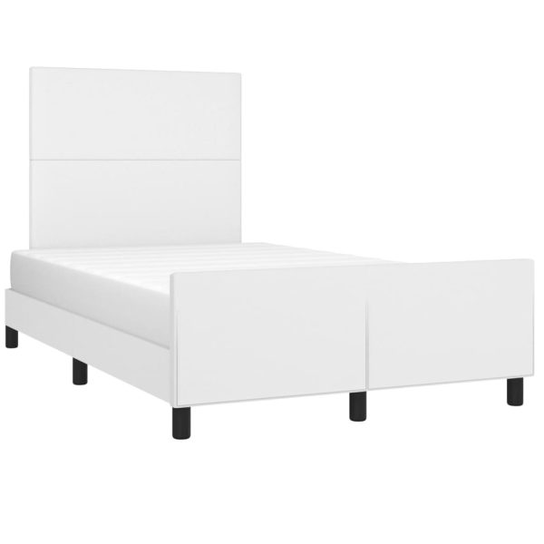 Cadru de pat cu tăblie, alb, 120×200 cm, piele ecologică