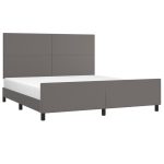 Cadru de pat cu tăblie, gri, 160×200 cm, piele ecologică