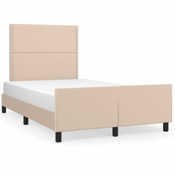 Cadru de pat cu tăblie, cappuccino, 120×200 cm, piele ecologică