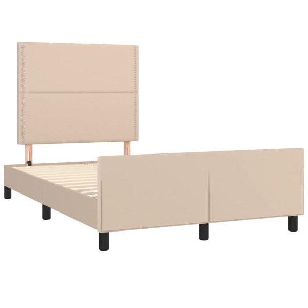 Cadru de pat cu tăblie, cappuccino, 120×200 cm, piele ecologică