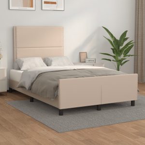 Cadru de pat cu tăblie, cappuccino, 120×200 cm, piele ecologică