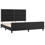 Cadru de pat cu tăblie, negru, 180×200 cm, piele ecologică