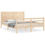 Cadru de pat cu tăblie, king size, lemn masiv
