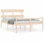 Cadru de pat senior cu tăblie, king size, lemn masiv