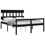 Cadru de pat senior cu tăblie, negru, king size, lemn masiv