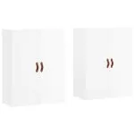 Dulapuri montaj pe perete, 2 buc, alb extralucios, 69,5x34x90cm