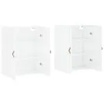 Dulapuri montaj pe perete, 2 buc, alb extralucios, 69,5x34x90cm