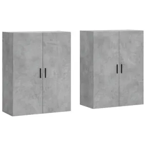 Dulap cu montaj pe perete, 2 buc, gri beton, 69,5x34x90 cm