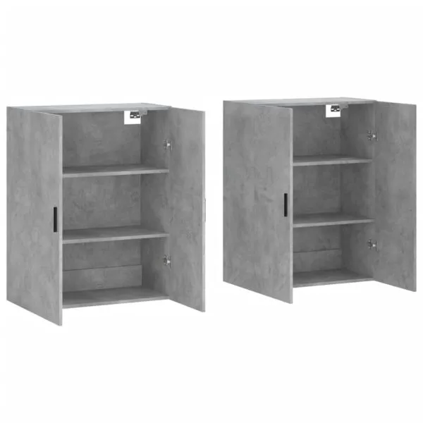 Dulap cu montaj pe perete, 2 buc, gri beton, 69,5x34x90 cm