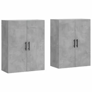 Dulap cu montaj pe perete, 2 buc, gri beton, 69,5x34x90 cm