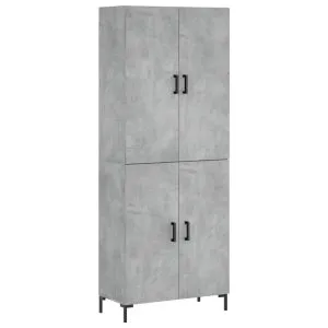 Dulap înalt, gri beton, 69,5x34x180, lemn compozit
