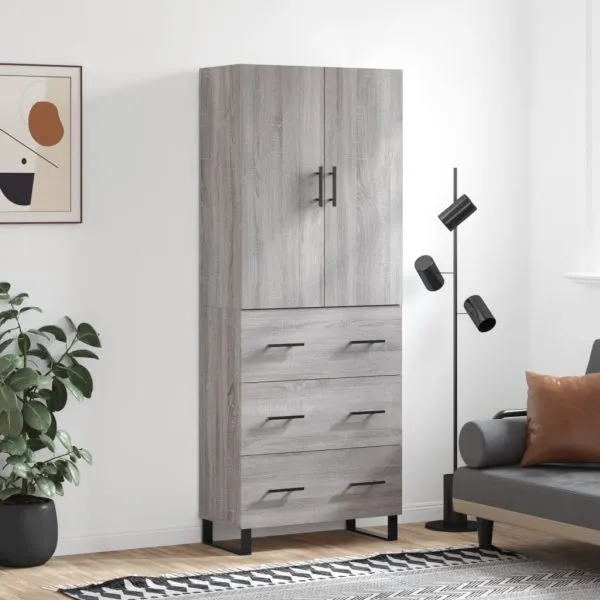 Dulap înalt, gri sonoma, 69,5x34x180 cm, lemn compozit