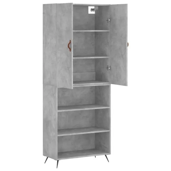 Dulap înalt, gri beton, 69,5x34x180, lemn compozit