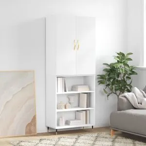 Dulap înalt, alb, 69,5x34x180 cm, lemn compozit